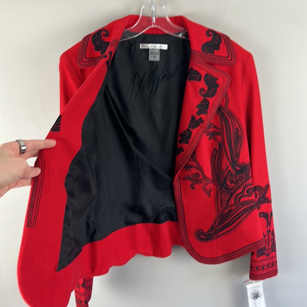 Peter Nygard Red Blazer with Black Embroidery - Picture 13 of 16